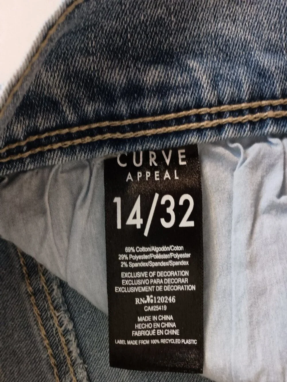 Curve Appeal High Rise Straight Ankle Jeans Light Wash Embroidered Women’s 14 VG - Picture 5 of 16